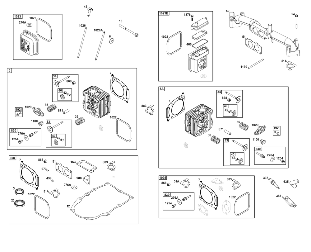 Cylinder Head Group Diagram and Parts List for 386777-0152-G1 200000 - 399999 Briggs and Stratton Engine